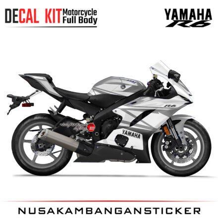 Decal Kit Sticker Yamaha YZF R6 New Wite Grey Big Bike Decal Modification