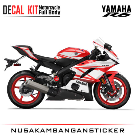 Decal Kit Sticker Yamaha YZF R6 New Wite Red Big Bike Decal Modification