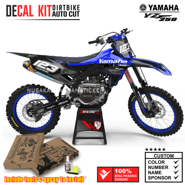 Decal Kit Supermoto Dirtbike Yamaha YZF 250 2019-2020 Blue And Black Graphic Decals Motocross