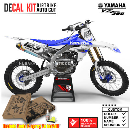Decal Kit Supermoto Dirtbike Yamaha YZF 250 2019-2020 Blue And White Graphic Decals Motocross