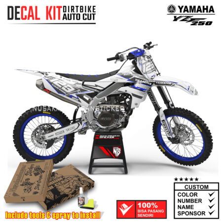 Decal Kit Supermoto Dirtbike Yamaha YZF 250 2019-2020 White And Mountain Graphic Decals Motocross