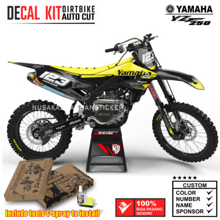 Decal Kit Supermoto Dirtbike Yamaha YZF 250 2019-2020 Yelow And Black Graphic Decals Motocross