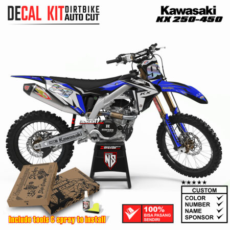 Decal Sticker Kit Kawasaki KX 250-450 Dirtbike Supermoto Graphic Kit Black Blue Racing Street Motocross Stiker Decals