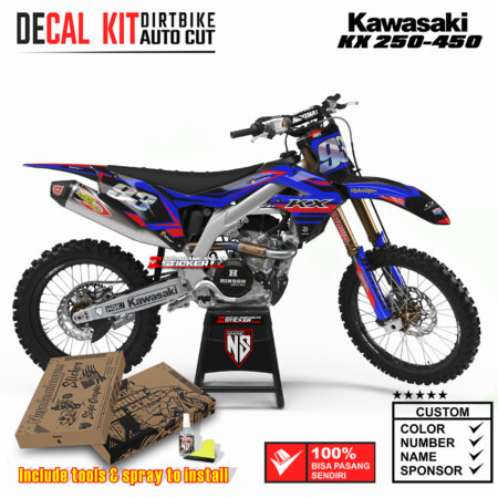 Decal Sticker Kit Kawasaki KX 250-450 Dirtbike Supermoto Graphic Kit Black Blue Street Authenthic Motocross Stiker Decals