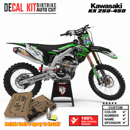 Decal Sticker Kit Kawasaki KX 250-450 Dirtbike Supermoto Graphic Kit Black Green Street Motocross Stiker Decals