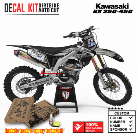 Decal Sticker Kit Kawasaki KX 250-450 Dirtbike Supermoto Graphic Kit Black Grey Racing Street Motocross Stiker Decals