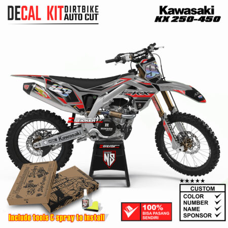 Decal Sticker Kit Kawasaki KX 250-450 Dirtbike Supermoto Graphic Kit Black Grey Street Authenthic Motocross Stiker Decals