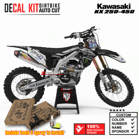 Decal Sticker Kit Kawasaki KX 250-450 Dirtbike Supermoto Graphic Kit Black Grey Street Motocross Stiker Decals