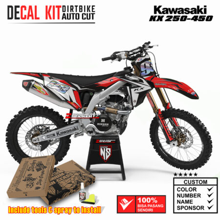 Decal Sticker Kit Kawasaki KX 250-450 Dirtbike Supermoto Graphic Kit Black Racing Street Motocross Stiker Decals