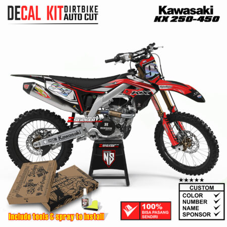 Decal Sticker Kit Kawasaki KX 250-450 Dirtbike Supermoto Graphic Kit Black Red Racing Street Motocross Stiker Decals