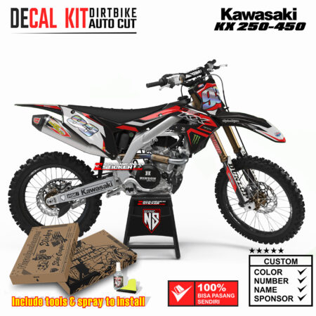 Decal Sticker Kit Kawasaki KX 250-450 Dirtbike Supermoto Graphic Kit Black Red Street Motocross Stiker Decals