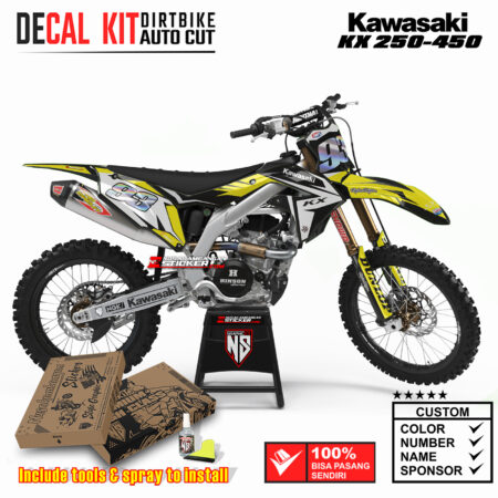 Decal Sticker Kit Kawasaki KX 250-450 Dirtbike Supermoto Graphic Kit Black Yelow Racing Street Motocross Stiker Decals