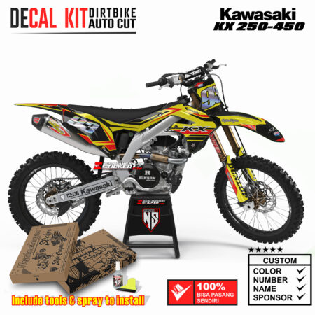 Decal Sticker Kit Kawasaki KX 250-450 Dirtbike Supermoto Graphic Kit Black Yelow Street Authenthic Motocross Stiker Decals