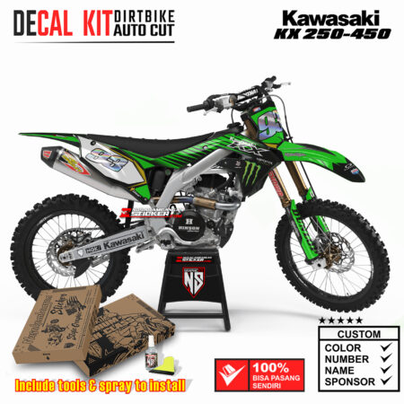 Decal Sticker Kit Kawasaki KX 250-450 Dirtbike Supermoto Graphic Kit Green Monster! Motocross Stiker Decals