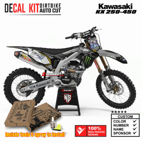 Decal Sticker Kit Kawasaki KX 250-450 Dirtbike Supermoto Graphic Kit Grey Monster! Motocross Stiker Decals