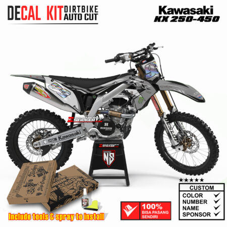 Decal Sticker Kit Kawasaki KX 250-450 Dirtbike Supermoto Graphic Kit Grey Street Motocross Stiker Decals