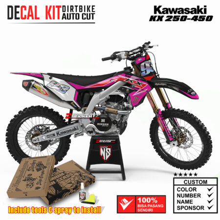 Decal Sticker Kit Kawasaki KX 250-450 Dirtbike Supermoto Graphic Kit Pink Motocross Stiker Decals