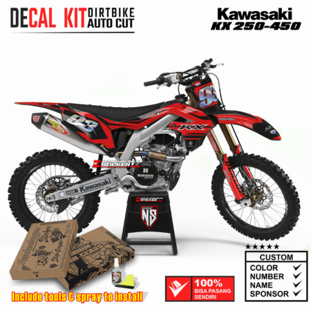 Decal Sticker Kit Kawasaki KX 250-450 Dirtbike Supermoto Graphic Kit Red Motocross Stiker Decals
