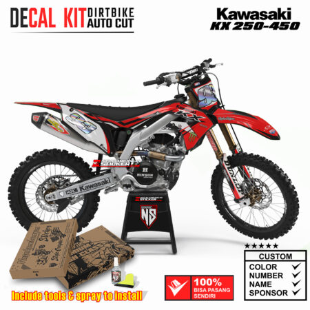 Decal Sticker Kit Kawasaki KX 250-450 Dirtbike Supermoto Graphic Kit Red Street Motocross Stiker Decals