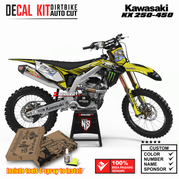 Decal Sticker Kit Kawasaki KX 250-450 Dirtbike Supermoto Graphic Kit Yelow Monster! Motocross Stiker Decals