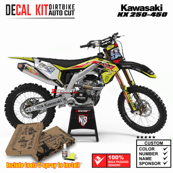 Decal Sticker Kit Kawasaki KX 250-450 Dirtbike Supermoto Graphic Kit Yelow Motocross Stiker Decals