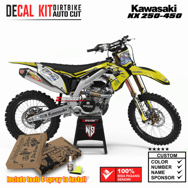 Decal Sticker Kit Kawasaki KX 250-450 Dirtbike Supermoto Graphic Kit Yelow Street Motocross Stiker Decals