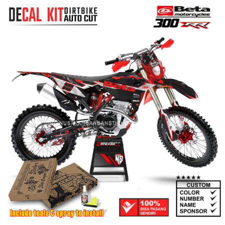 Decal Sticker Kit Supermoto Dirtbike Beta 300 RR Black ID 01 Motocross Graphic