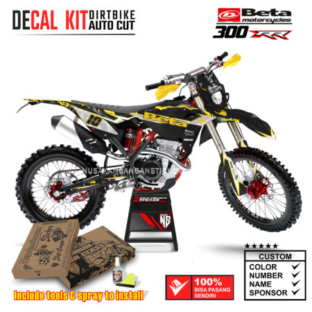 Decal Sticker Kit Supermoto Dirtbike Beta 300 RR Black ID 02 Motocross Graphic