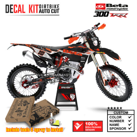 Decal Sticker Kit Supermoto Dirtbike Beta 300 RR Black ID 03 Motocross Graphic