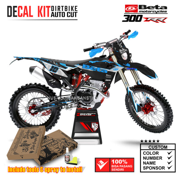 Decal Sticker Kit Supermoto Dirtbike Beta 300 RR Black ID 04 Motocross Graphic