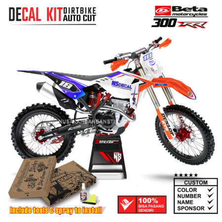 Decal Sticker Kit Supermoto Dirtbike Beta 300 RR Fast Blue 02 Motocross Graphic Decals