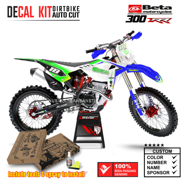 Decal Sticker Kit Supermoto Dirtbike Beta 300 RR Fast Blue 04 Motocross Graphic Decals
