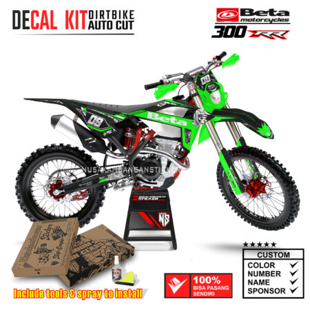 Decal Sticker Kit Supermoto Dirtbike Beta 300 RR Green Skull Motocross Graphic Decals