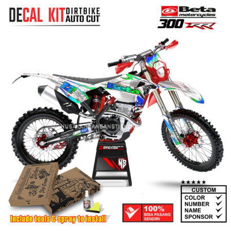Decal Sticker Kit Supermoto Dirtbike Beta 300 RR Head Skull 04 Motocross Graphic