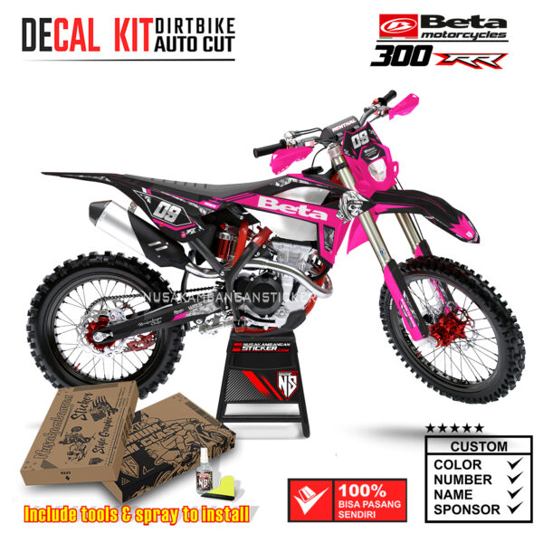 Decal Sticker Kit Supermoto Dirtbike Beta 300 RR Pink Skull Motocross Graphic Decals