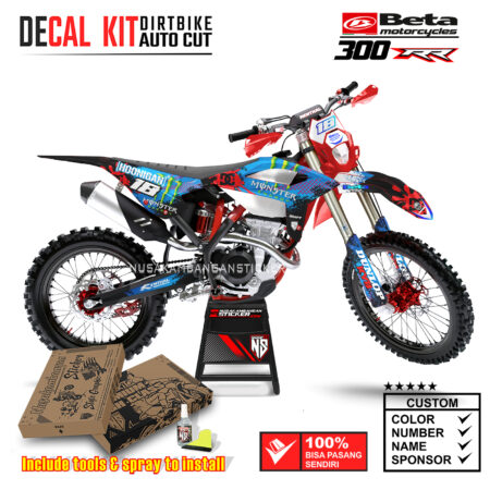 Decal Sticker Kit Supermoto Dirtbike Beta 300 RR Racing Blue 01 Motocross Graphic Decals