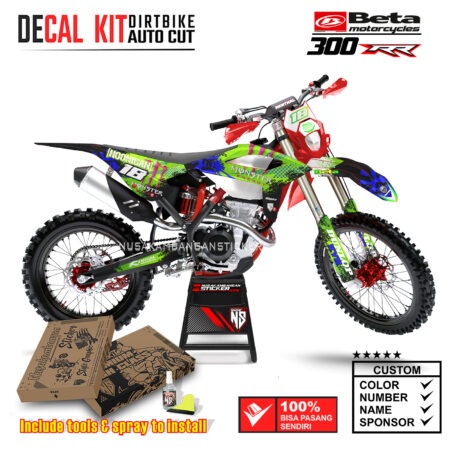 Decal Sticker Kit Supermoto Dirtbike Beta 300 RR Racing Green Lime 03 Motocross Graphic Decals