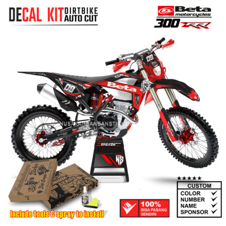 Decal Sticker Kit Supermoto Dirtbike Beta 300 RR Red Skull Motocross Graphic Decals