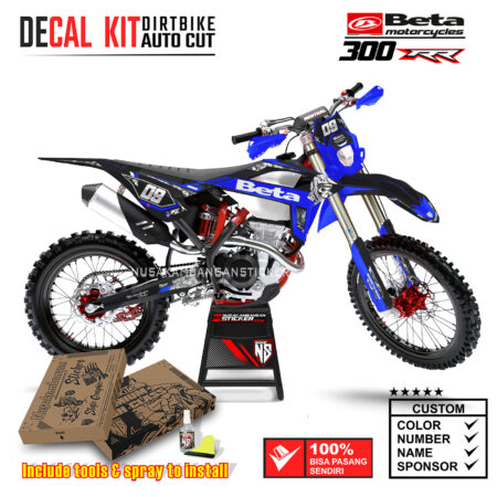 Decal Sticker Kit Supermoto Dirtbike Beta 300 RR Skull Blue Motocross Graphic Decals
