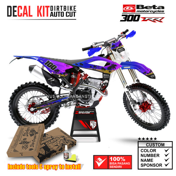 Decal Sticker Kit Supermoto Dirtbike Beta 300 RR Sunset Theme 05 Motocross Graphic