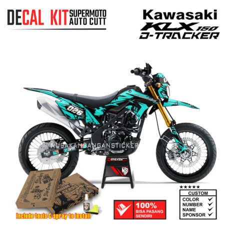 Decal Sticker Kit Supermoto Dirtbike Kawasaki KLX Dtraker 150 026 Grafis Biru Tosca Hitam Nusakambangansticker