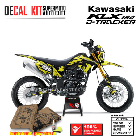 Decal Sticker Kit Supermoto Dirtbike Kawasaki KLX Dtraker 150 026 Grafis Kuning Hitam Nusakambangansticker