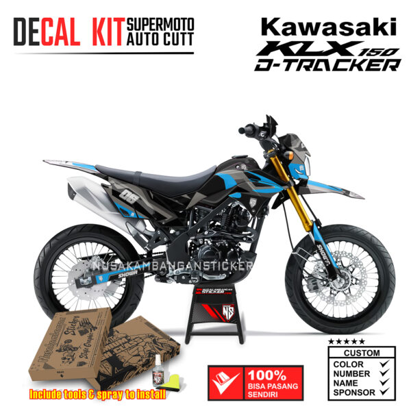 Decal Sticker Kit Supermoto Dirtbike Kawasaki KLX Dtraker 150 06 Grafis Biru Monkey Nusakambangansticker