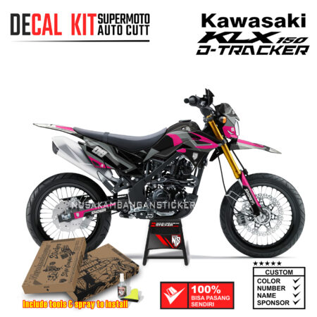 Decal Sticker Kit Supermoto Dirtbike Kawasaki KLX Dtraker 150 06 Grafis Pink Monkey Nusakambangansticker