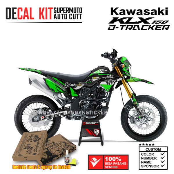 Decal Sticker Kit Supermoto Dirtbike Kawasaki KLX Dtraker 150 Aligator LUmpur Hijau