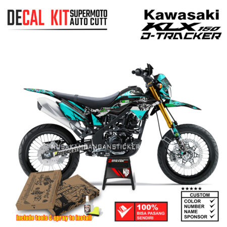Decal Sticker Kit Supermoto Dirtbike Kawasaki KLX Dtraker 150 Aligator Lumpur Biru Tosca
