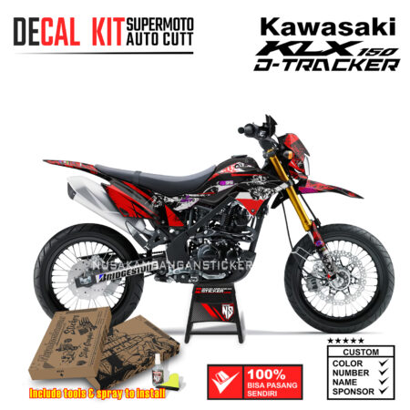 Decal Sticker Kit Supermoto Dirtbike Kawasaki KLX Dtraker 150 Aligator Lumpur Merah