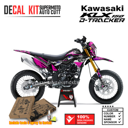 Decal Sticker Kit Supermoto Dirtbike Kawasaki KLX Dtraker 150 Aligator Lumpur Pink