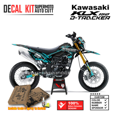 Decal Sticker Kit Supermoto Dirtbike Kawasaki KLX Dtraker 150 Bercak Biru tosca