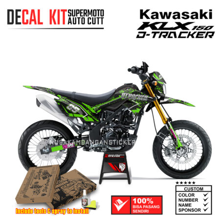 Decal Sticker Kit Supermoto Dirtbike Kawasaki KLX Dtraker 150 Bercak Hijau